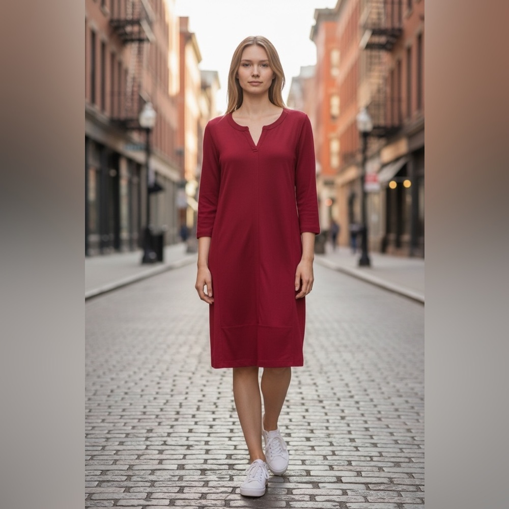 NEW, Lolë, Maroon Athleisure Dress Modal 3/4 Sleeve, Small